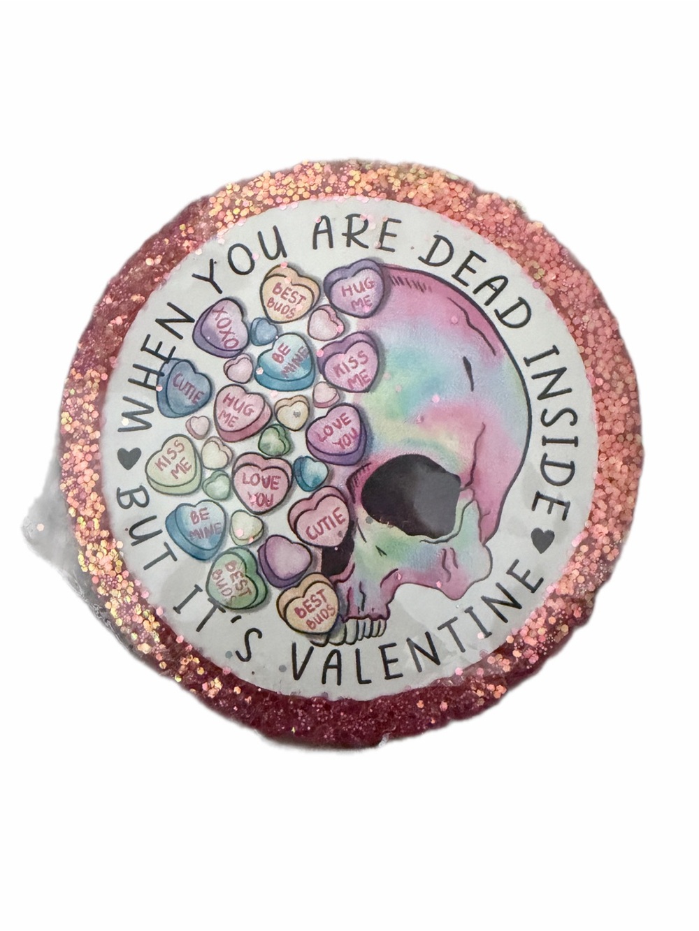 Car Freshener Pink Glitter Skull Valentine